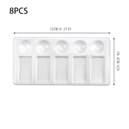 8pcs White Plastic Paint Tray Palettes, Watercolor Palette Painting Tray For Painting Party, DIY Craft And Art Painting