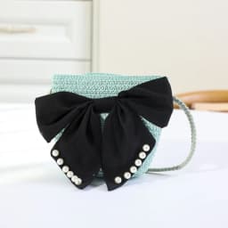 Sweet Kid's Straw Woven Bag Bow Shoulder Bag Outdoor Travel Messenger Bag Beach Bag Mini Children's Coin Purse Handbag