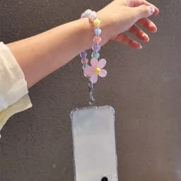 Phone Anti-lost Lanyard Key Short Wrist Pendant Colorful Macaron Round Bead Pendant Women's Hand-held Chain Mobile Phone Lanyard
