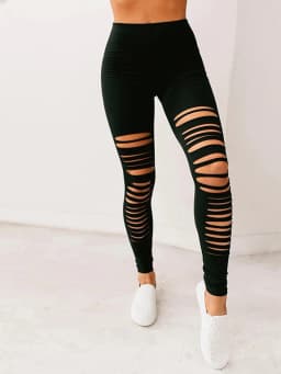 New European And American Solid Color Simple Milk Silk Leggings Nine Points Fashion Tight Black Broken Nine Points Pants Women