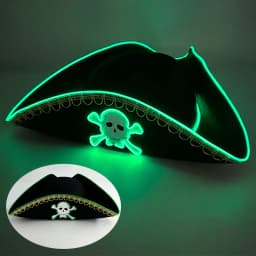 Retro Luminous Pirate Cowboy Hat, Glow In The Dark Headwear for Men Women Halloween Cosplay Props