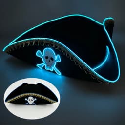 Retro Luminous Pirate Cowboy Hat, Glow In The Dark Headwear for Men Women Halloween Cosplay Props
