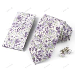 High Quality 7cm Floral Cotton Ties Hanky Cufflink Set Green Blue Skinny Necktie For Men Wedding Party Groom Cravat Accessories