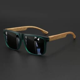 New Fashion Square Sunglasses - Wood Grain Spring Hinge, UV400 Unisex for Driving, Hiking & Travel