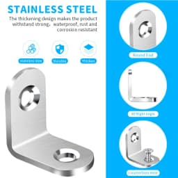 40/20pcs Stainless Steel L Brackets - Small Right Angle Corner Brace for Shelves, Wood Furniture, Chair, Furniture Accessories