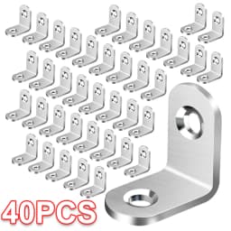 40/20pcs Stainless Steel L Brackets - Small Right Angle Corner Brace for Shelves, Wood Furniture, Chair, Furniture Accessories