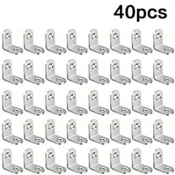40/20pcs Stainless Steel L Brackets - Small Right Angle Corner Brace for Shelves, Wood Furniture, Chair, Furniture Accessories