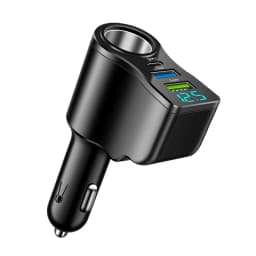 New digital display car fast charging dual USB car charger car one to three cigarette lighter 66W car multifunctional charger