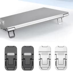 2PCS Mini Foldable Laptop Stand Portable Computer Keyboard Riser with 2 Adjustable Angles Self-Adhesive Invisible Notebook Stand
