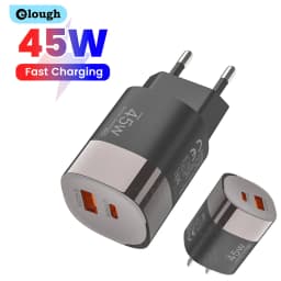 Elough 45W USB Type C Phone Charger Super Fast Charge 2 Port Wall Charger USB PD Adapter For iPhone Realme Huawei USB C cargador
