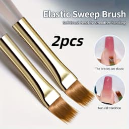2pcs Wide Soft Bristle Nail Brush Gradient Design Acrylic Handle Gel Polish Applicator Nail Tools