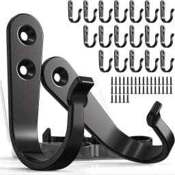 24pcs(8 Hooks 16 Screws) Heavy-Duty Iron Coat Hooks,Anti-Rust Wall Mounted for Home Office Industrial,Multiple Styles Available