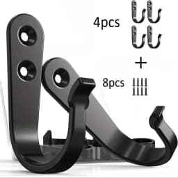 24pcs(8 Hooks 16 Screws) Heavy-Duty Iron Coat Hooks,Anti-Rust Wall Mounted for Home Office Industrial,Multiple Styles Available