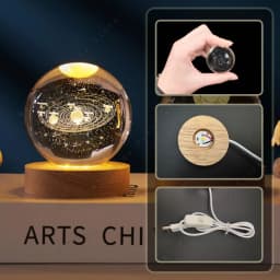 Unique 3D Crystal Ball Night Light Led Lamp Bedside Table Glowing Galaxy Lamp Saturn Planets Moon Birthday Gift Toy 5cm