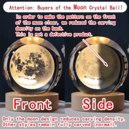 Unique 3D Crystal Ball Night Light Led Lamp Bedside Table Glowing Galaxy Lamp Saturn Planets Moon Birthday Gift Toy 5cm
