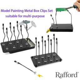 Rafford 12Pcs Bendable Model Painting Alligator Clip Sticks Rubber Tips + Metal Magnetic Base - for Airbrush, Hobby Model Parts