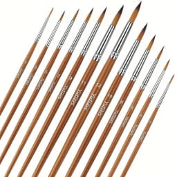 Yutiars Professional Artist Paint Brush Set 12 Pieces with Premium Synthetic Nylon Bristles for Watercolor, Oil, Acrylic, Face