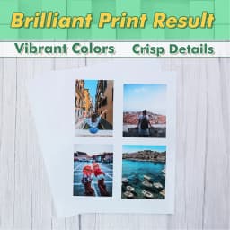 ESHANG Self-Adhesive Photo Paper, A4 Glossy Sticker Paper for Inkjet Printer, 8.3 X 11.7 Inch, 50 Sheets, 135 GSM 36Ib