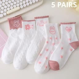 5 Pairs of Cute Cat Fashion Iadies Casual Short Socks 5 Pairs of Cute Cat Fashion Iadies Casual Short Socks