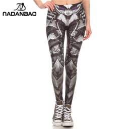 NADANBAO New BARBARIAN Skull Women Leggings Punk Skull Printed Legins High Elastic Fitness Pants Ladies Push-Up Legging