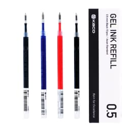 KACO 10pcs Blue/Black/Red/colorful ink For Gel Pen 0.5mm Signing pen for School Office Smooth Writing Signing Refill stationery