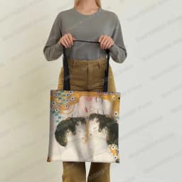 Vintage Painting Kiss / Water Lily Totes Women Handbag Monet / Gustav Klimt Canvas Shoulder Bag for Travel Shopping Bags Gift