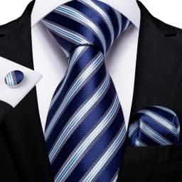 New Classic Men's Ties 8cm Blue Plaid Dot Striped Business Necktie Handkerchief Wedding Party Tie Set Gravatas DiBanGu