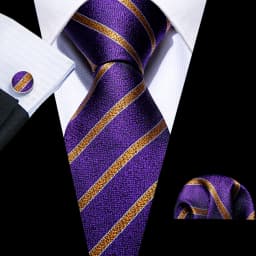 Fashion Khaki Striped Men Silk Necktie Fahsion Tie Handkerchief Cufflinks Sets Male Wedding Business Gift Barry.Wang Stylish