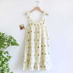 2026 Summer New Style Nightdress Ladies 100% Cotton Crepe Thin Vest Suspender Skirt Loose Long Skirt Sweet And Cute Home Skirt