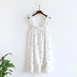 2026 Summer New Style Nightdress Ladies 100% Cotton Crepe Thin Vest Suspender Skirt Loose Long Skirt Sweet And Cute Home Skirt