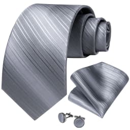 Gray Striped Paisley Ties For Men Wedding Accessories Men's 8cm Neck Tie Pocket Square Cufflinks Gift For Men DiBanGu