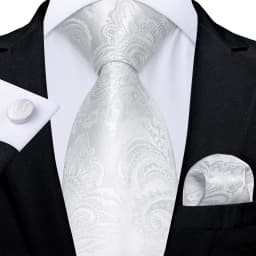 Gray Striped Paisley Ties For Men Wedding Accessories Men's 8cm Neck Tie Pocket Square Cufflinks Gift For Men DiBanGu