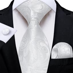 Gray Striped Paisley Ties For Men Wedding Accessories Men's 8cm Neck Tie Pocket Square Cufflinks Gift For Men DiBanGu