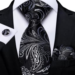 Gray Striped Paisley Ties For Men Wedding Accessories Men's 8cm Neck Tie Pocket Square Cufflinks Gift For Men DiBanGu