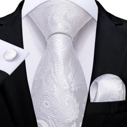 Gray Striped Paisley Ties For Men Wedding Accessories Men's 8cm Neck Tie Pocket Square Cufflinks Gift For Men DiBanGu