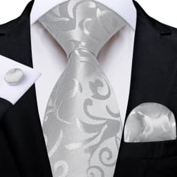 Gray Striped Paisley Ties For Men Wedding Accessories Men's 8cm Neck Tie Pocket Square Cufflinks Gift For Men DiBanGu