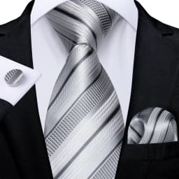 Gray Striped Paisley Ties For Men Wedding Accessories Men's 8cm Neck Tie Pocket Square Cufflinks Gift For Men DiBanGu