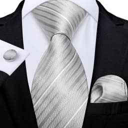 Gray Striped Paisley Ties For Men Wedding Accessories Men's 8cm Neck Tie Pocket Square Cufflinks Gift For Men DiBanGu