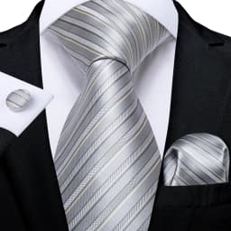 Gray Striped Paisley Ties For Men Wedding Accessories Men's 8cm Neck Tie Pocket Square Cufflinks Gift For Men DiBanGu