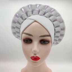 Africa Turban Caps for Women African Aso Oke Headtie Ready to Wear Auto Gele Female Head Wraps Muslim Caps Nigerian Wedding Gele