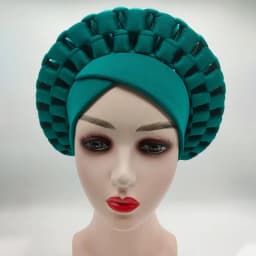 Africa Turban Caps for Women African Aso Oke Headtie Ready to Wear Auto Gele Female Head Wraps Muslim Caps Nigerian Wedding Gele