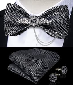 New Arrival Bow Ties For Men Bowties Cufflinks Handkerchief Set For Party Wedding Suit Accessories Man Tie Golden Brooch