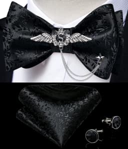 New Arrival Bow Ties For Men Bowties Cufflinks Handkerchief Set For Party Wedding Suit Accessories Man Tie Golden Brooch