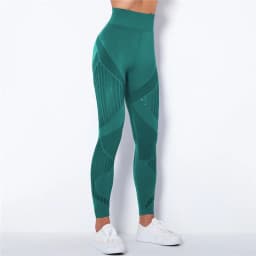 Rooftrellen 20%Spandex Hollow Mesh Leggings Women Seamless Knitted Leggings High Waist Stripe Pants Slim Push Up Fitness Leggins