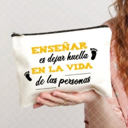 Spanish Printed Teacher Life Makeup Pouch Pencil Case School Stationery Supplies Storage Bags Travel Makeup Wash Organizer Gifts