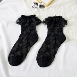 Woman Socks Lolita Style Black White Ruffle Socks Mesh Thin Lace Sweet Girls Japanese Fashion Lolita Cute Socks Calcetin Medias