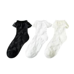 Woman Socks Lolita Style Black White Ruffle Socks Mesh Thin Lace Sweet Girls Japanese Fashion Lolita Cute Socks Calcetin Medias