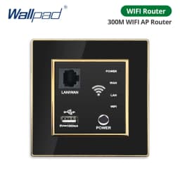 Wallpad Wall Black Acrylic Panel With Gold Border UK US Sockets And Switches 220V 1/2/3/4 Gang 1 2 3 Way Momentary Contact