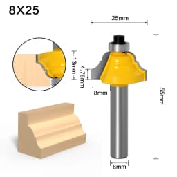 1pc High Quality Double Roman Ogee Edging Router Bit - Large - 8mm Shank Dovetail Router Bit Cutter Wood Working