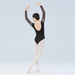 Ballet Leotards for Women Adult Gymnastics Yoga Ballerina Dance Bodysuits Patchwork Mesh Long Sleeve Square Collar Leotards